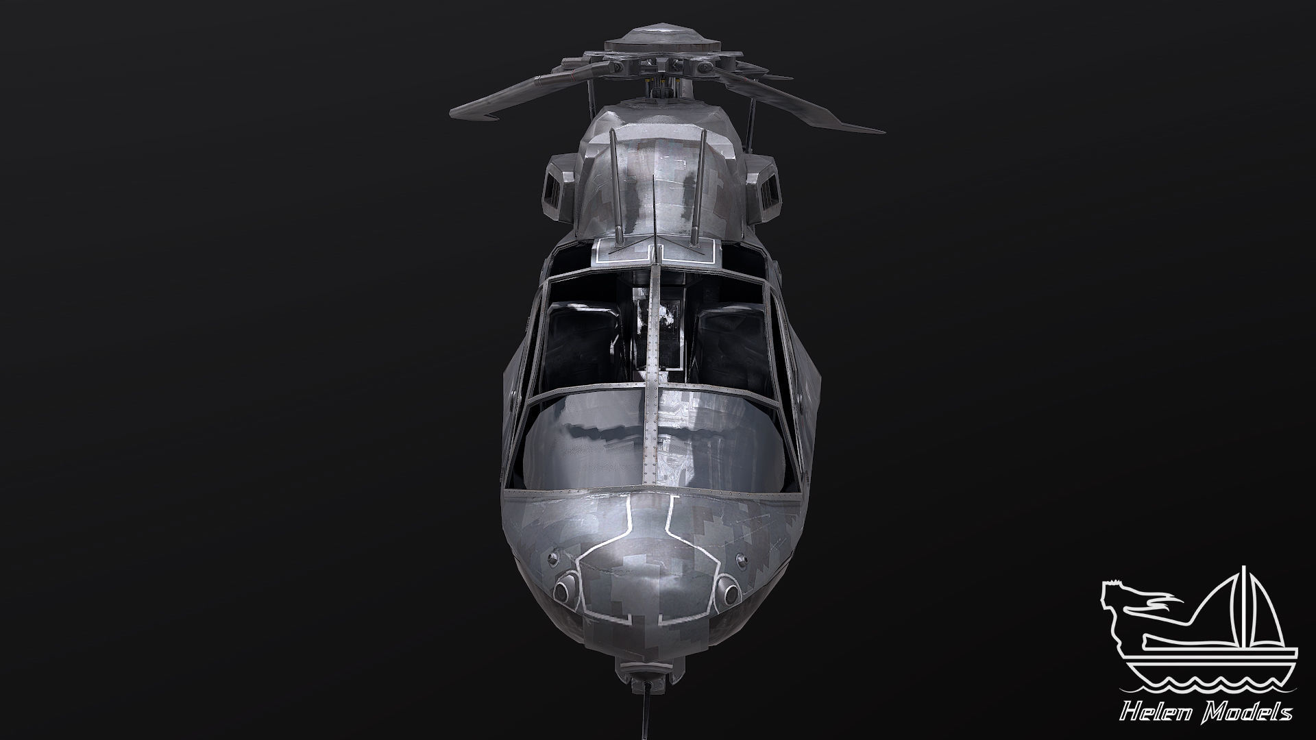 Z-9 Helicopter PBR 3D model Low-poly 3D model_4