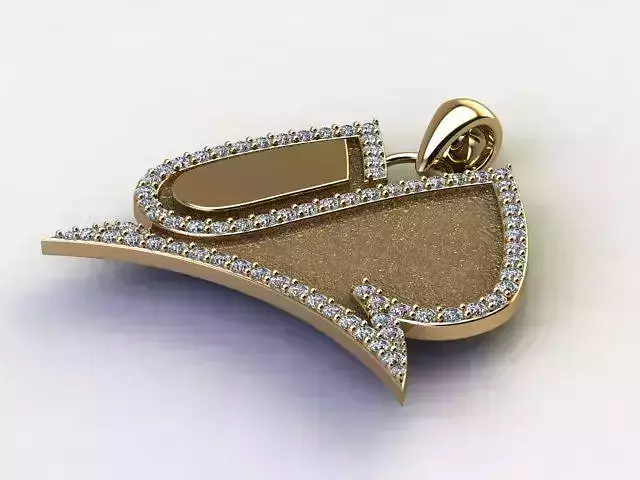 10106 gold pendant with diamonds 3D print model