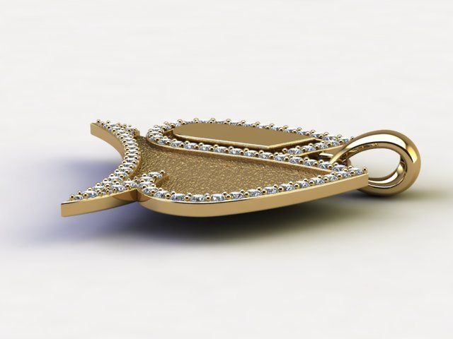 10106 gold pendant with diamonds 3D print model_2