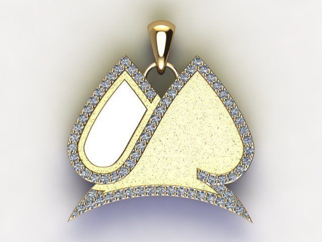 10106 gold pendant with diamonds 3D print model_3
