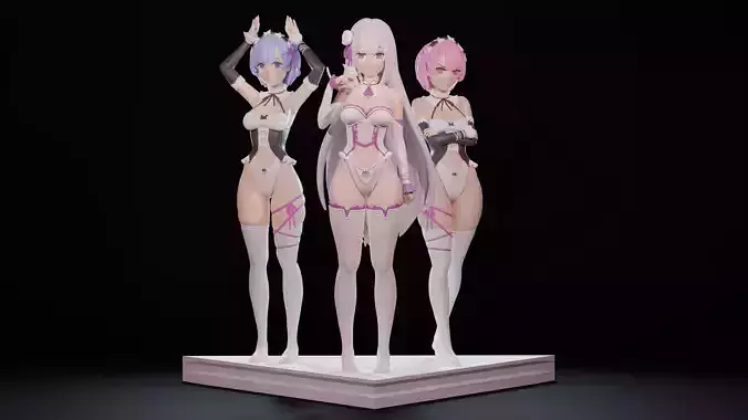 Rem Emilia and Ram -  Re zero Rezero 3D print model