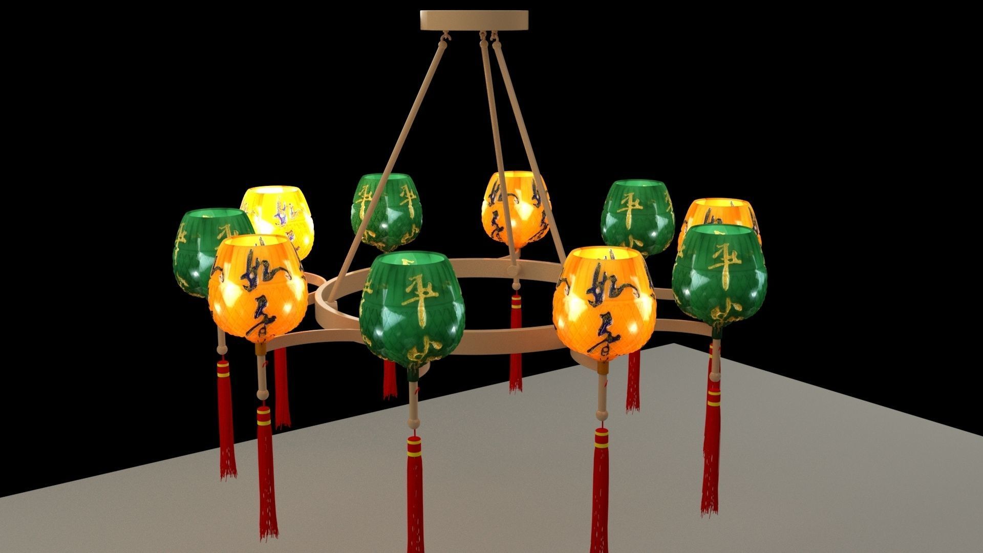 Chinese lantern 3D model_3