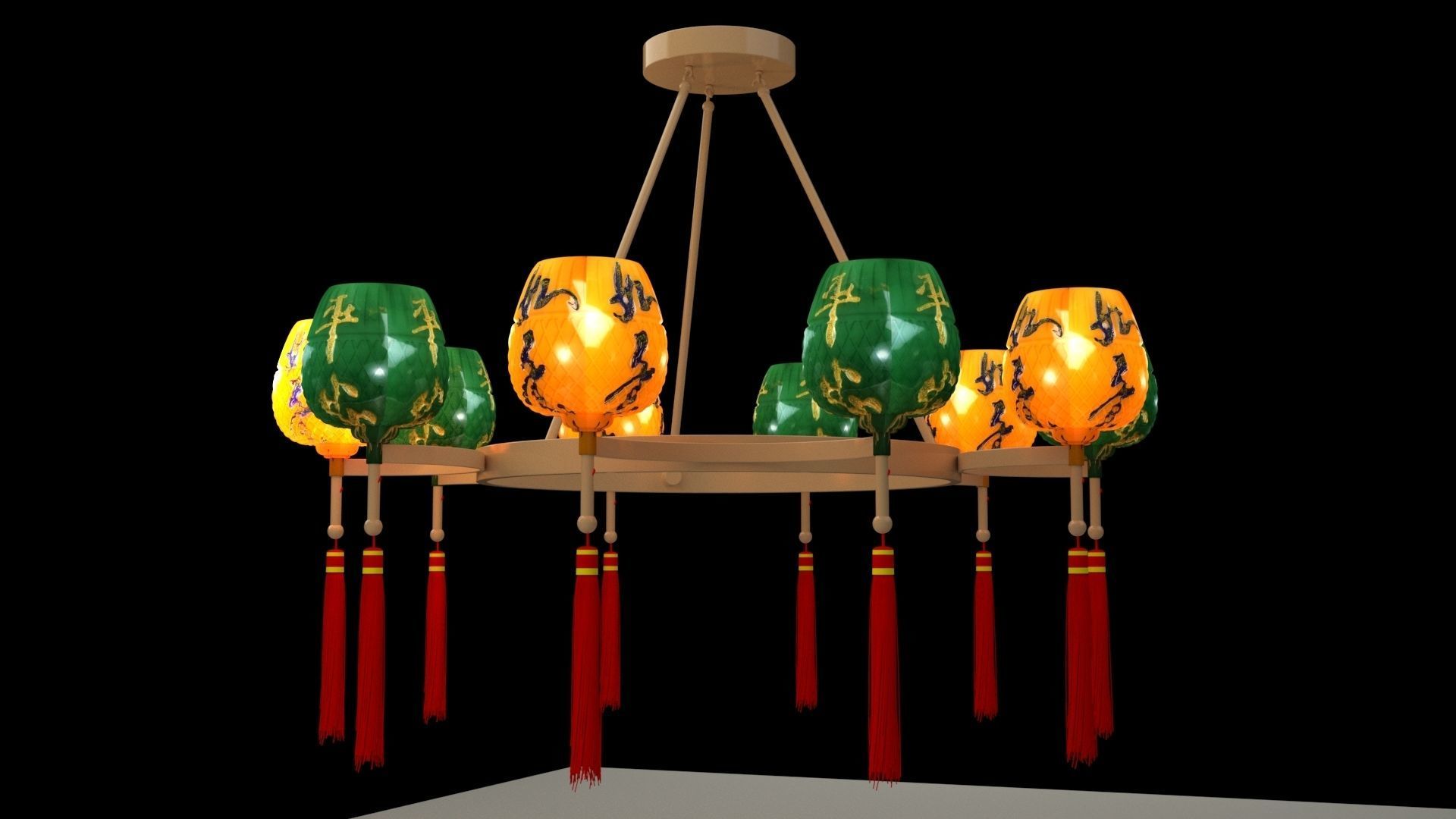 Chinese lantern 3D model_1