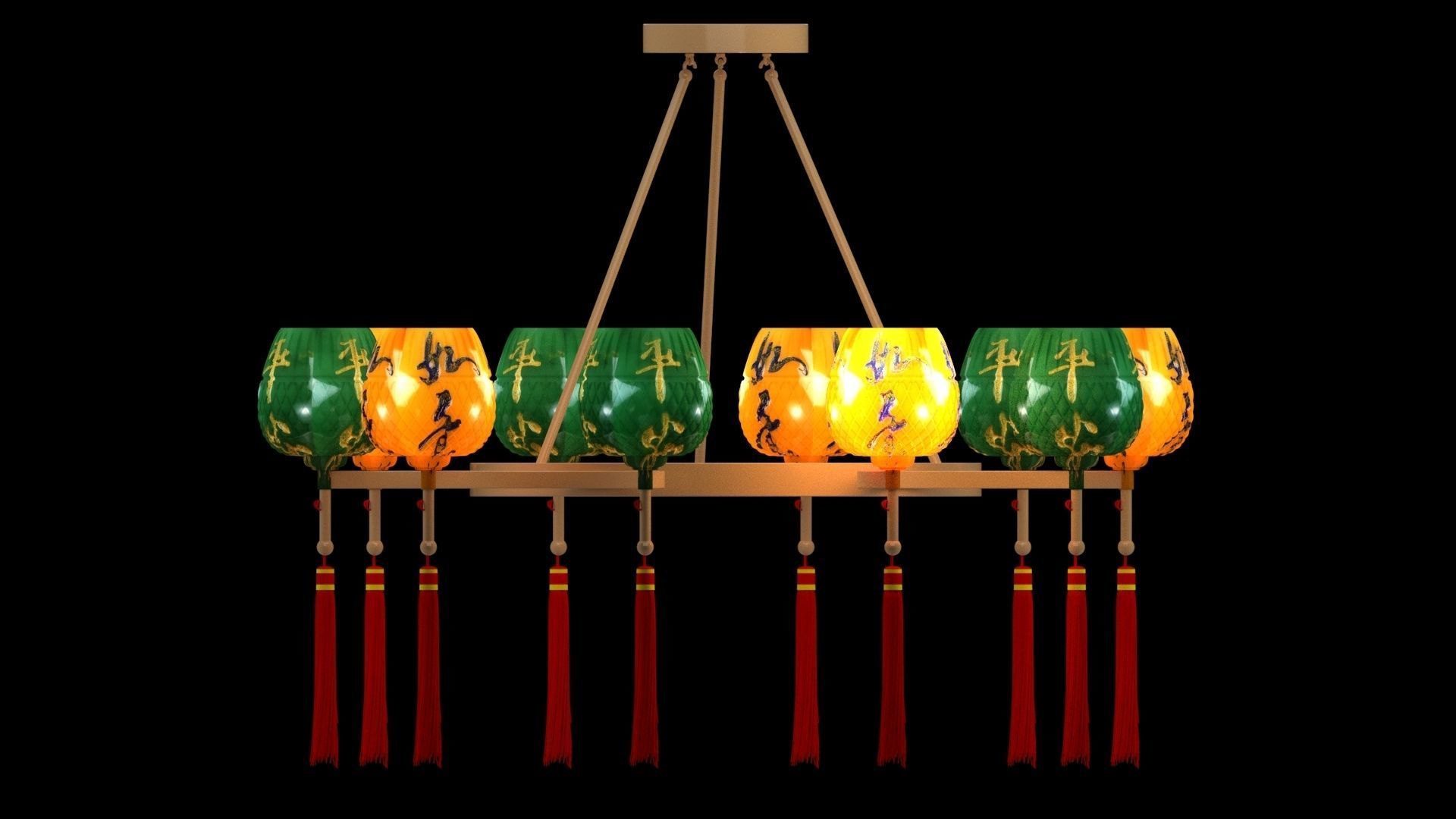 Chinese lantern 3D model_2