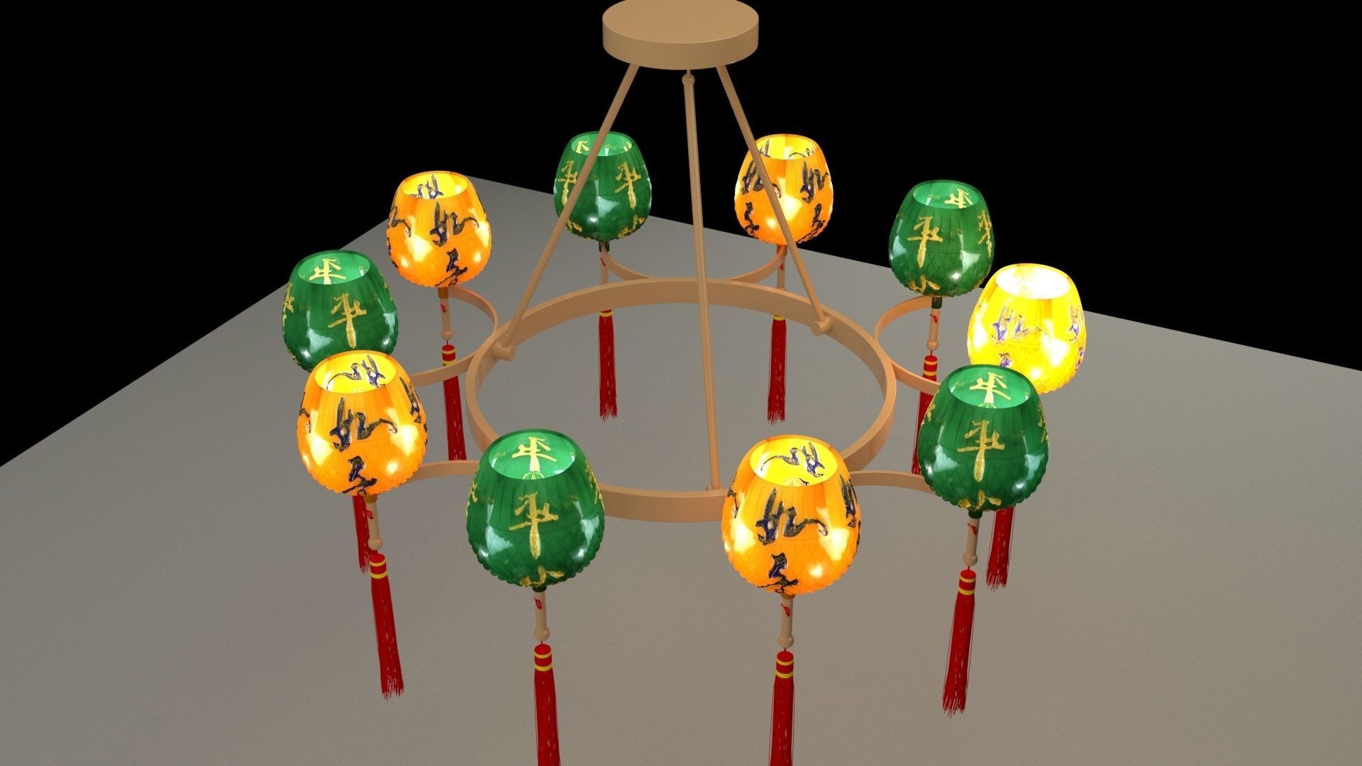Chinese lantern 3D model_4