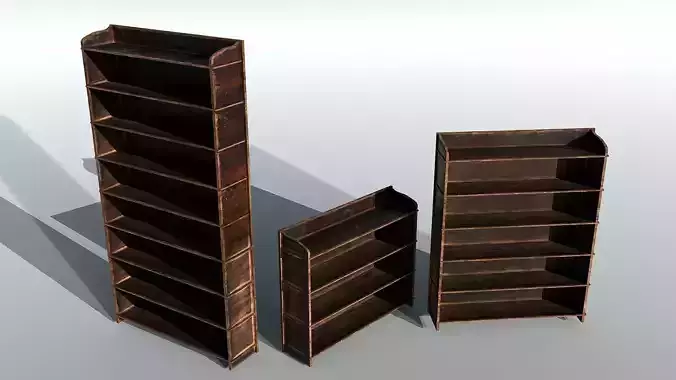  Book Shelf Dark Low-poly 3D model