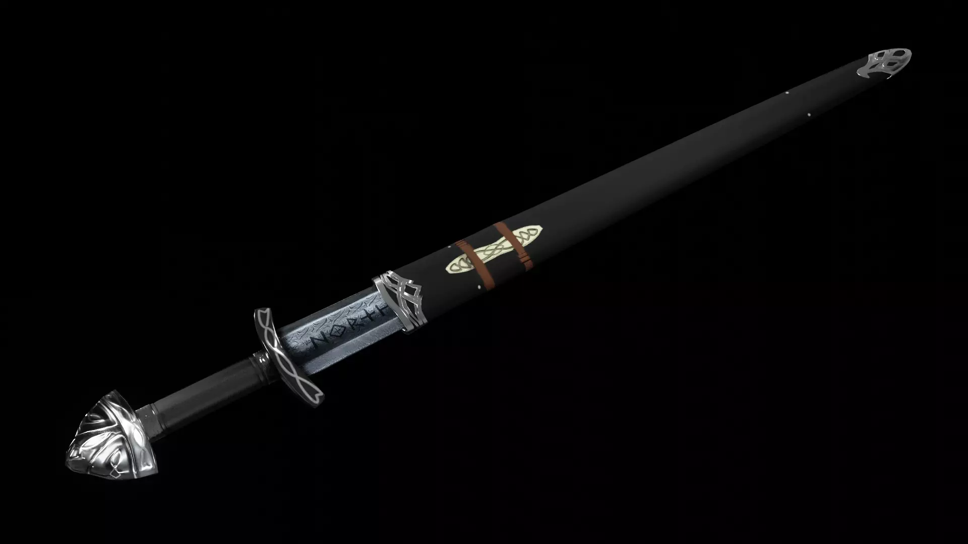 northmen sword and sheath  game ready Low-poly 3D model_0