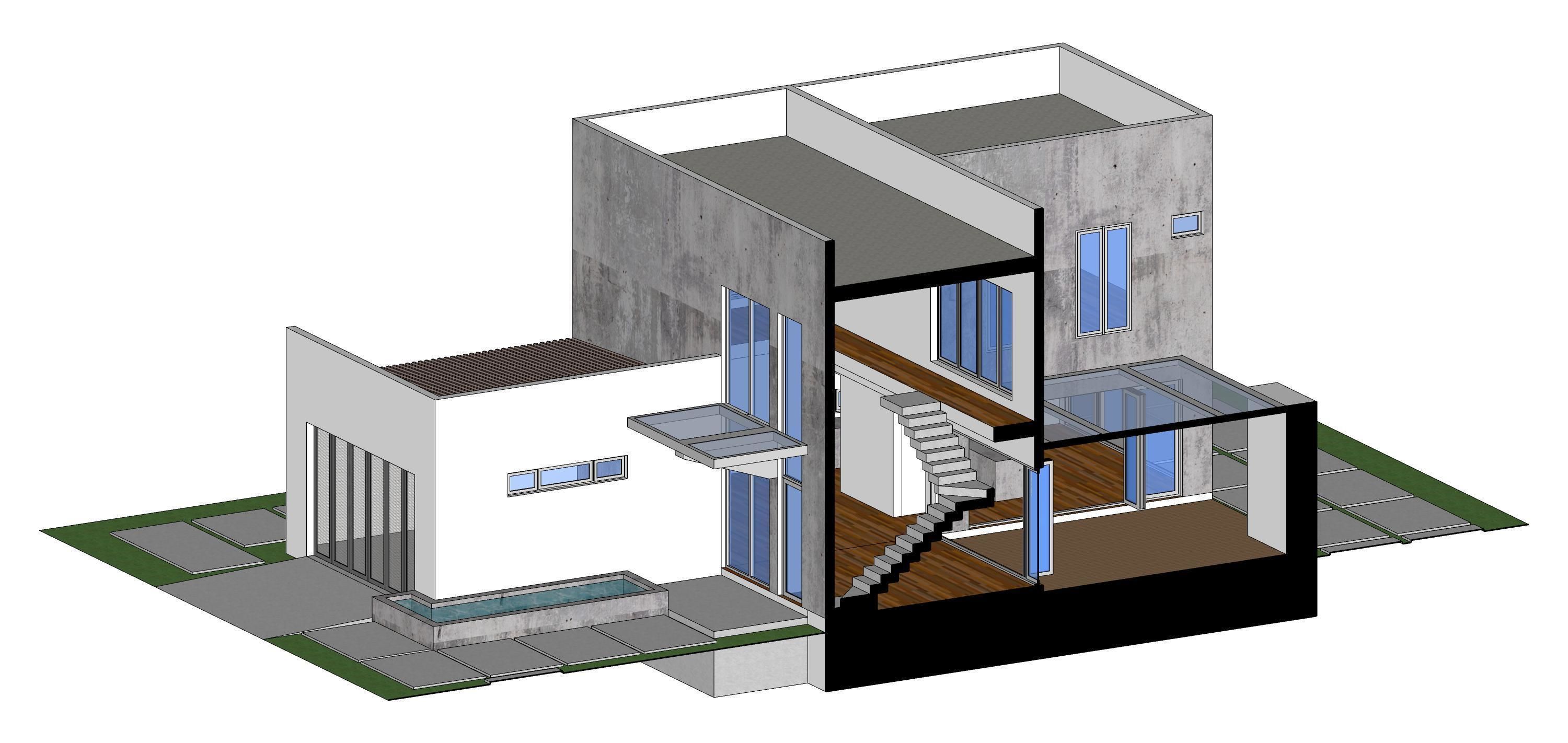 Villa C8 - Sketchup dwg lumion render picture 3D model_22