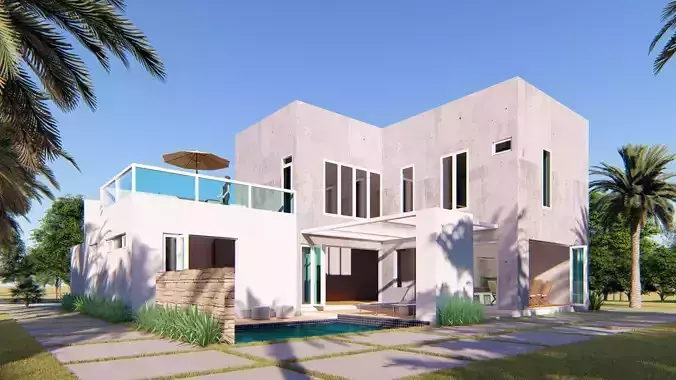 Villa C8 - Sketchup dwg lumion render picture 3D model