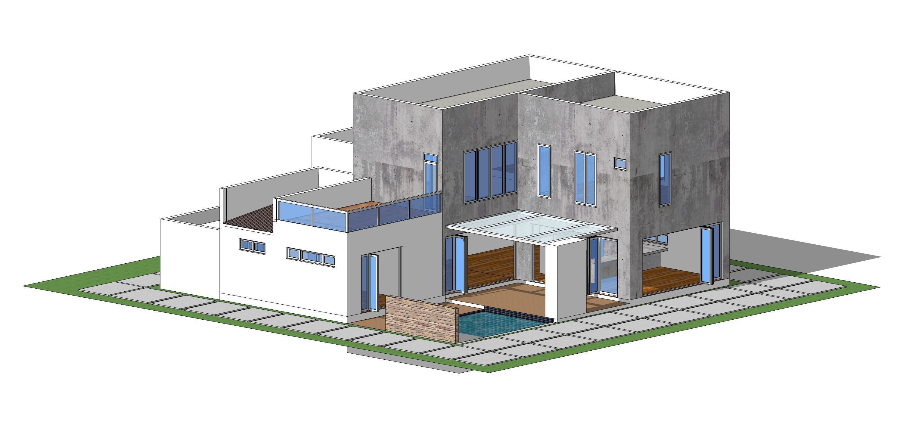 Villa C8 - Sketchup dwg lumion render picture 3D model_29