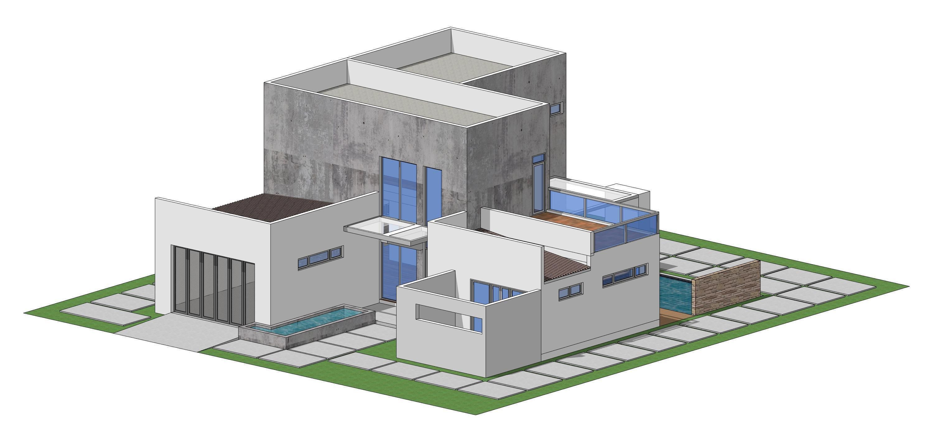 Villa C8 - Sketchup dwg lumion render picture 3D model_26