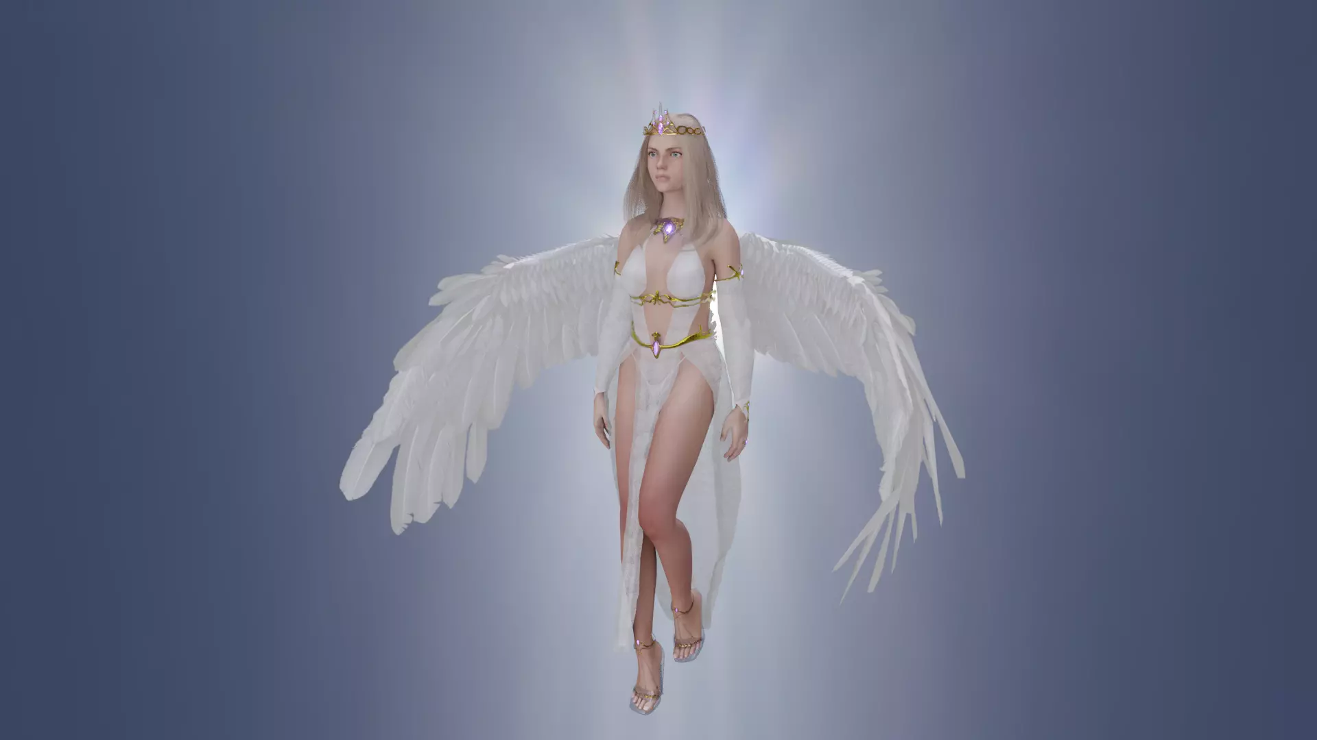 Beautiful flying  angel Low-poly 3D model_0