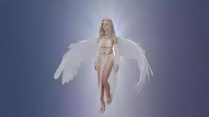 Beautiful flying  angel Low-poly 3D model