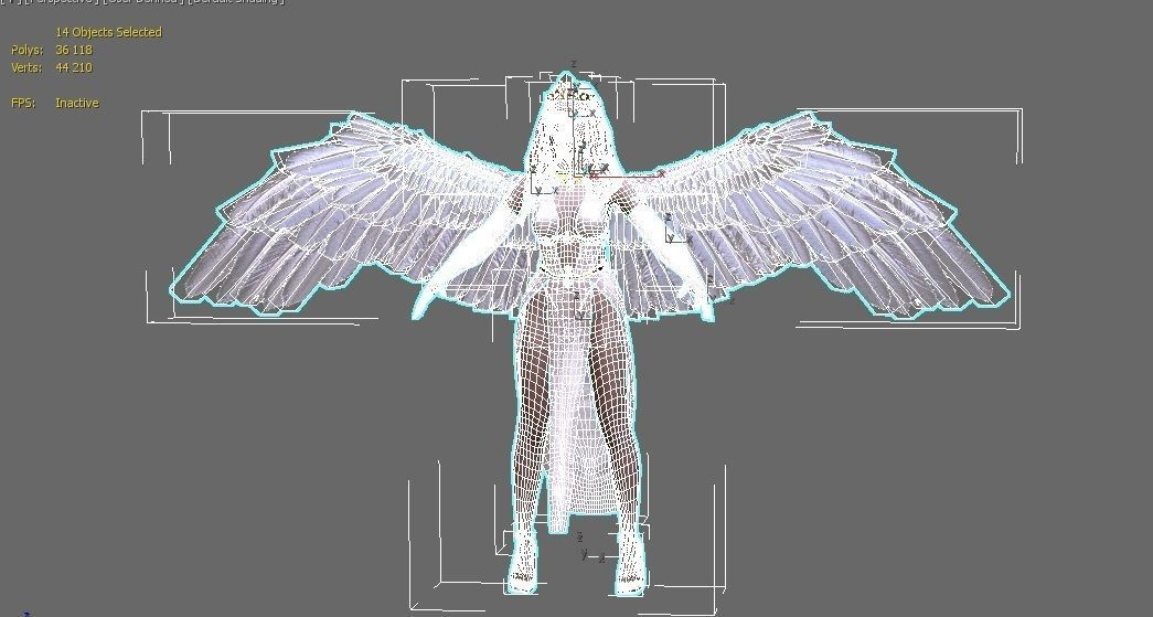 Beautiful flying  angel Low-poly 3D model_19