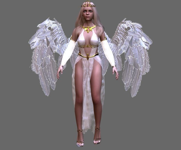 Beautiful flying  angel Low-poly 3D model_16