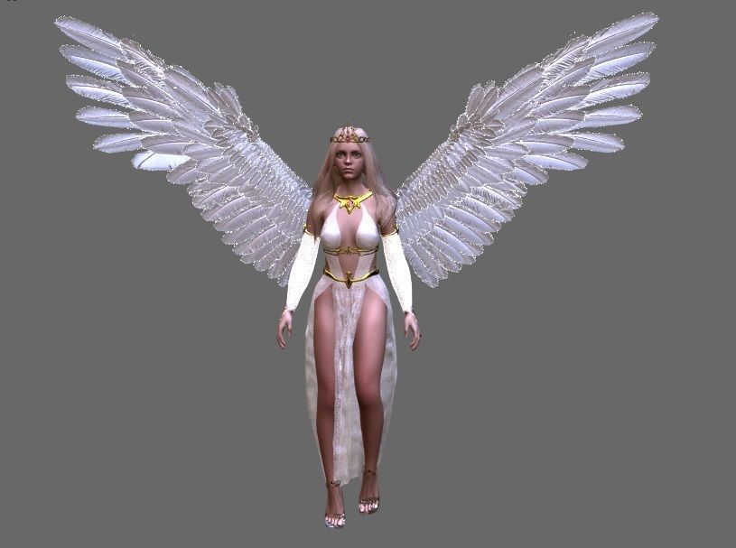 Beautiful flying  angel Low-poly 3D model_17