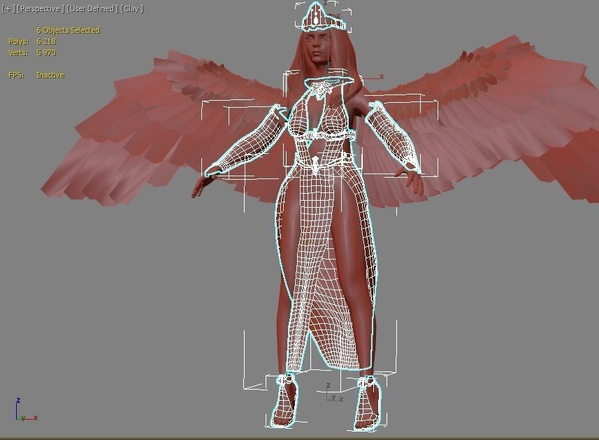 Beautiful flying  angel Low-poly 3D model_22