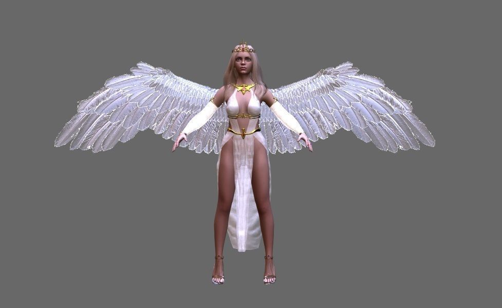Beautiful flying  angel Low-poly 3D model_13