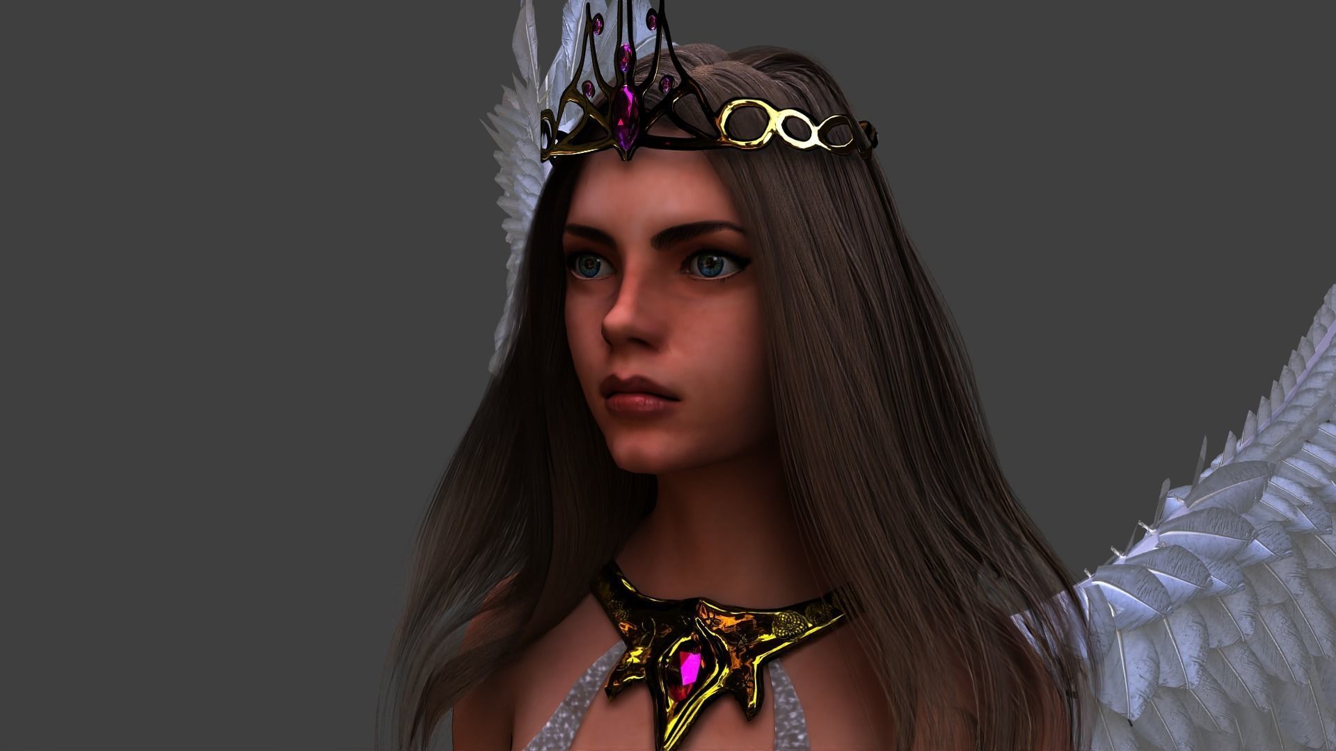 Beautiful flying  angel Low-poly 3D model_7