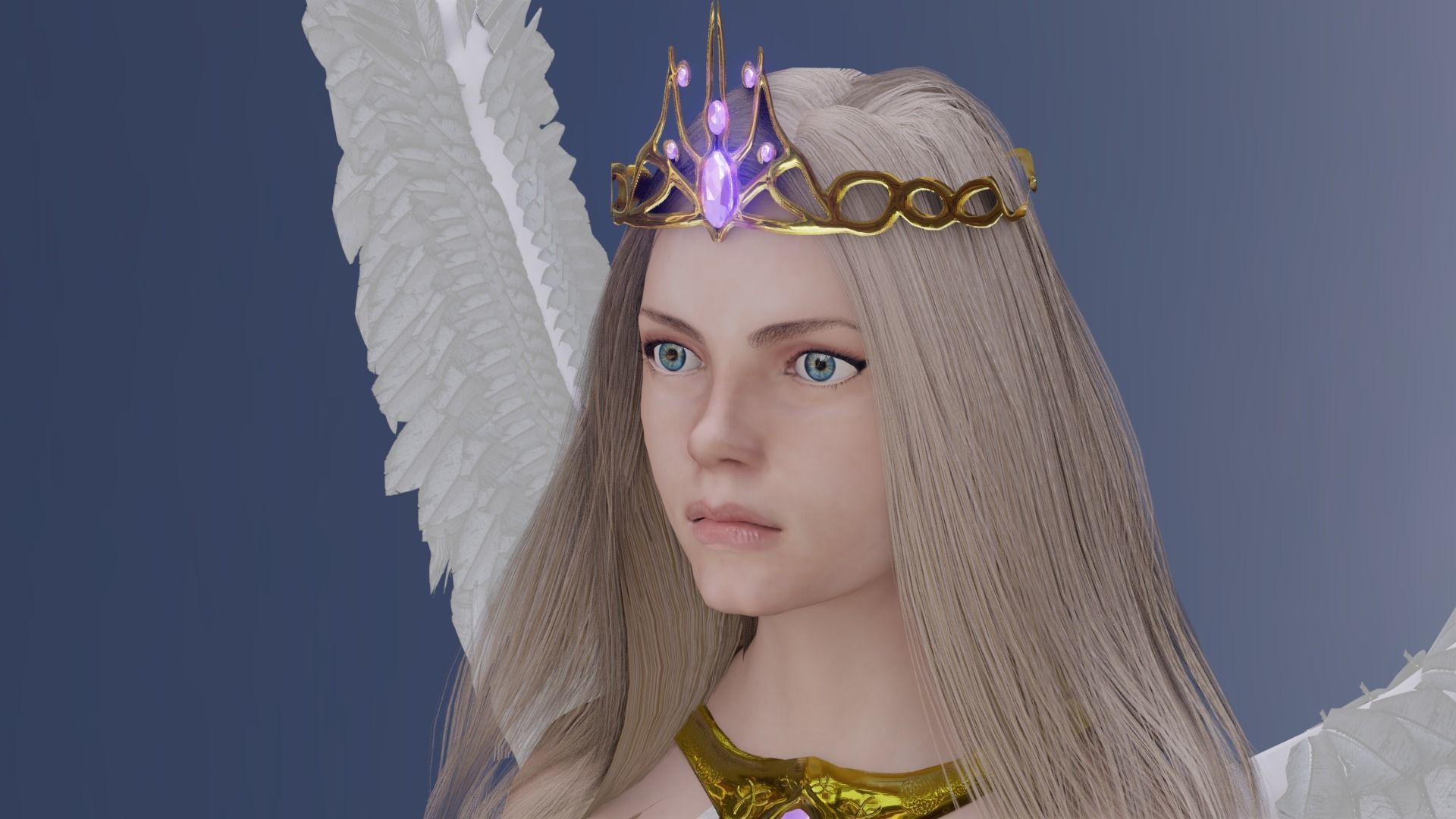 Beautiful flying  angel Low-poly 3D model_8