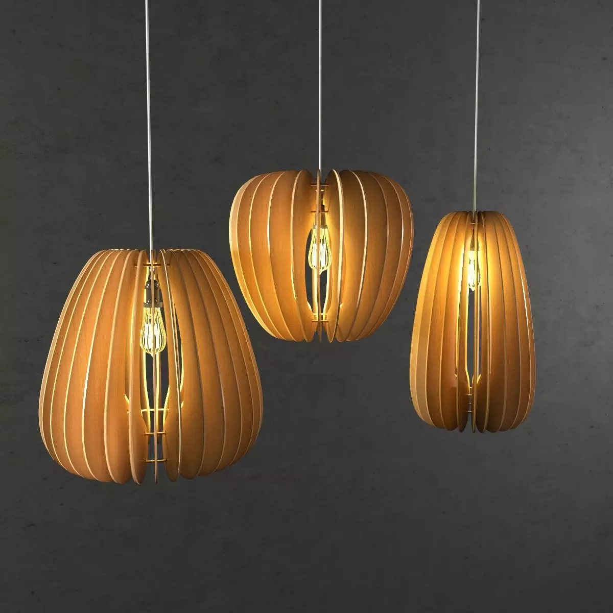 Wood pedant light 3D model_0