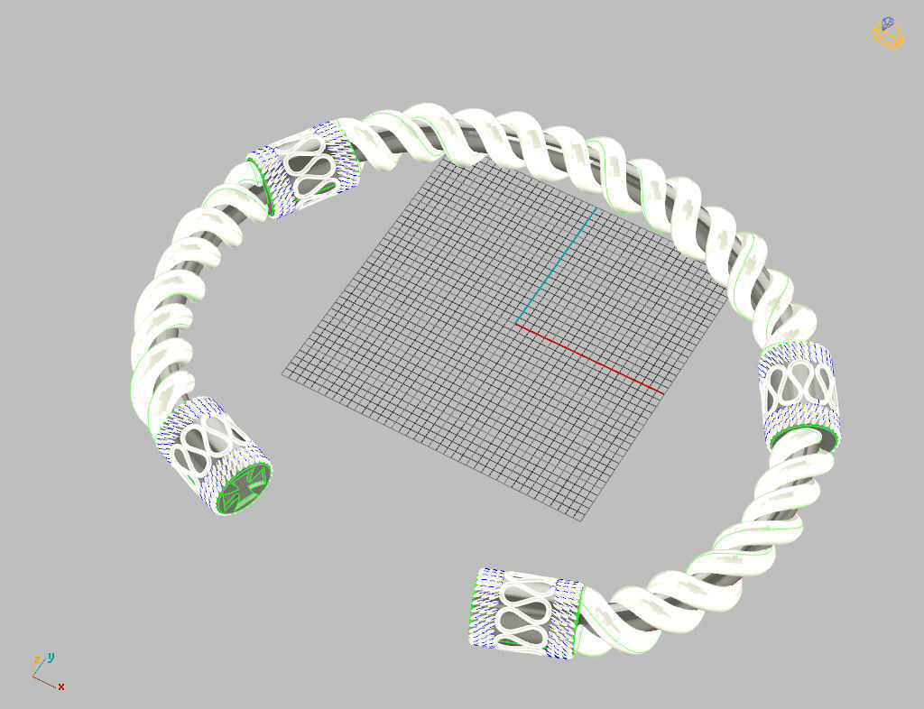 Stylish antique bracelet with patterns 3D print model_25