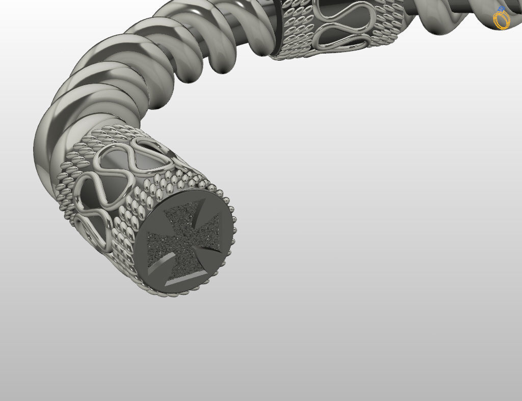Stylish antique bracelet with patterns 3D print model_22