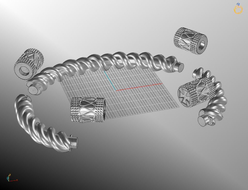 Stylish antique bracelet with patterns 3D print model_8