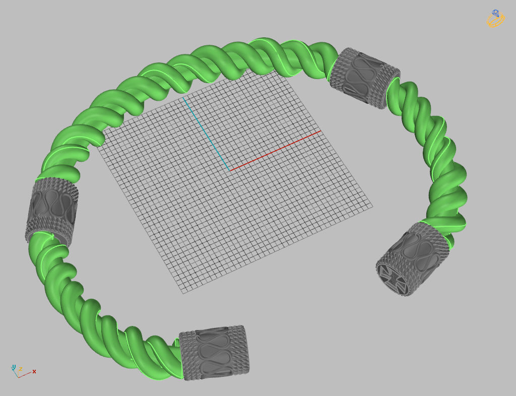 Stylish antique bracelet with patterns 3D print model_6