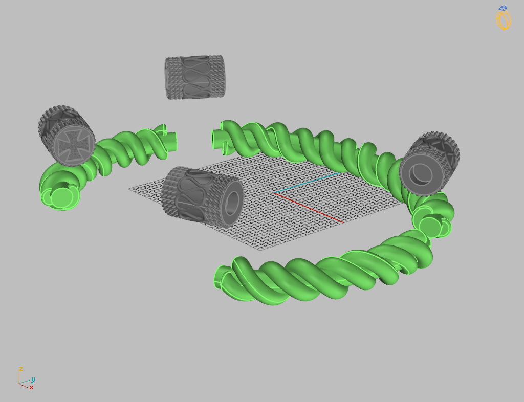 Stylish antique bracelet with patterns 3D print model_9