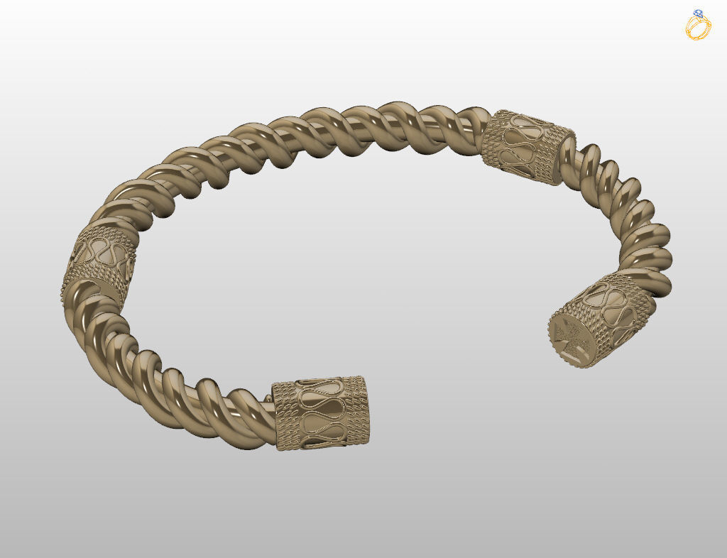 Stylish antique bracelet with patterns 3D print model_18