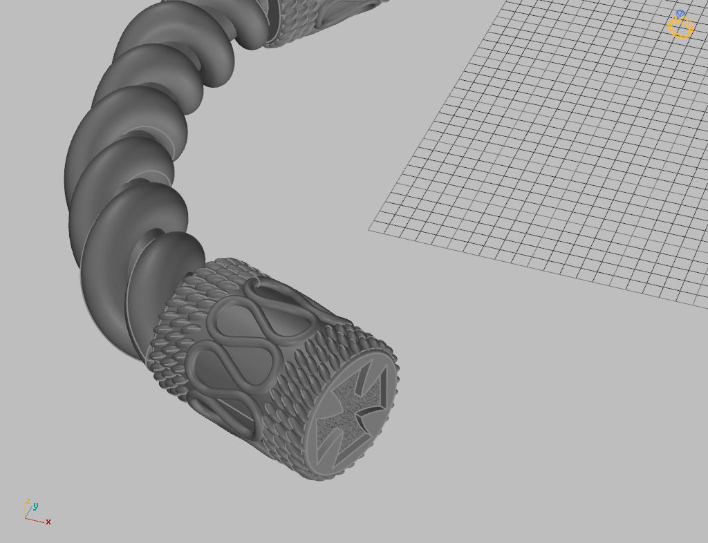 Stylish antique bracelet with patterns 3D print model_5