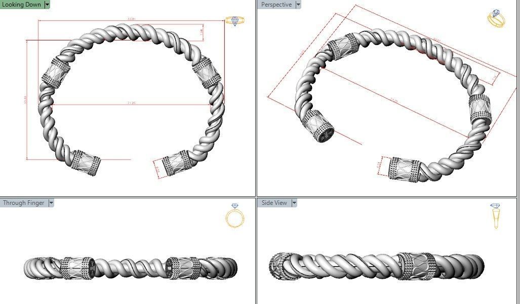Stylish antique bracelet with patterns 3D print model_27