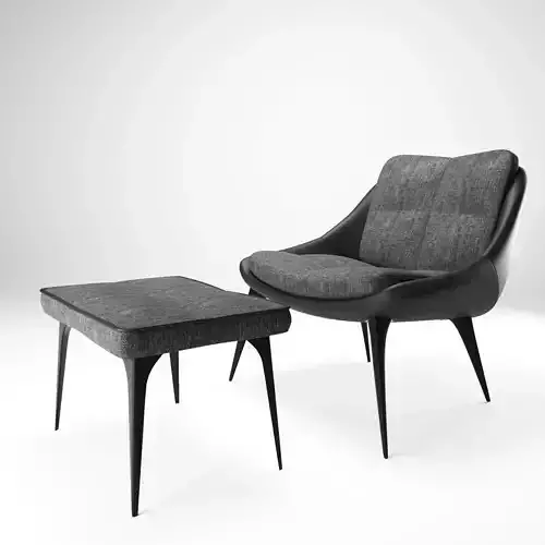 MODLOFT Columbus Lounge Chair and Ottoman
