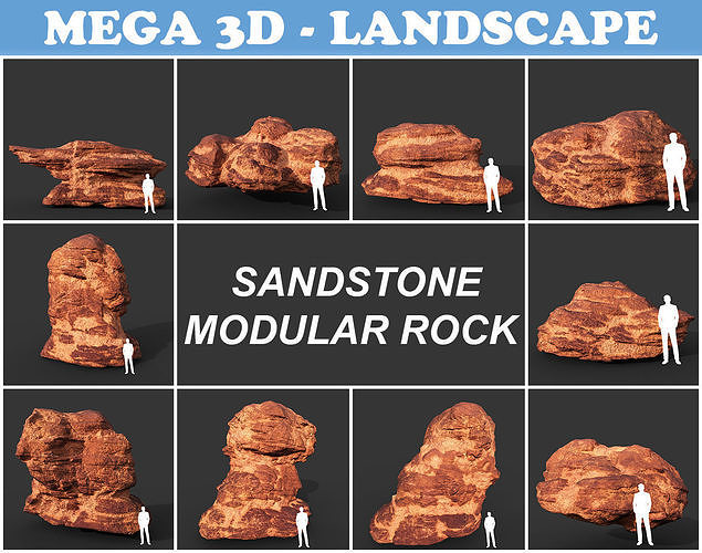 Low poly Sandstone Rock Modular 210131 Low-poly 3D model