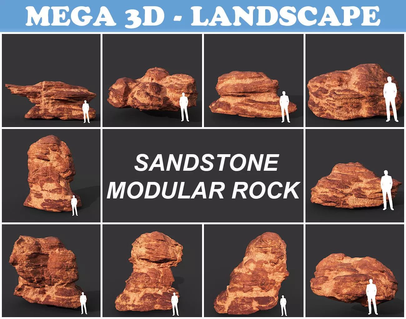 Low poly Sandstone Rock Modular 210131 Low-poly 3D model_0