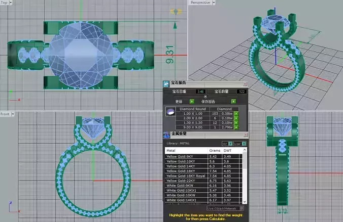 3DM Format Vintage round cut ring  art deco diamonds ring