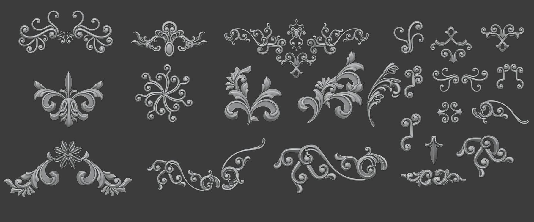 Pattern Vignette for Zbrush and Modeling Free low-poly 3D model_6