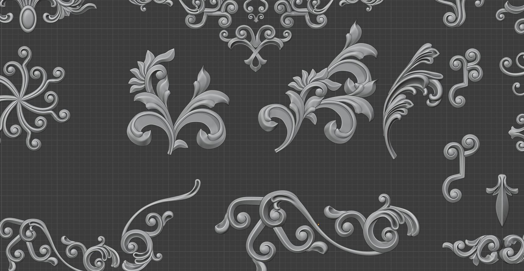 Pattern Vignette for Zbrush and Modeling Free low-poly 3D model_5