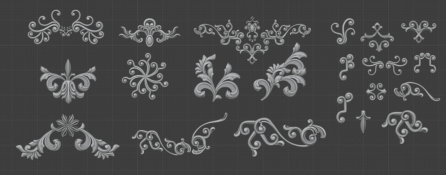 Pattern Vignette for Zbrush and Modeling Free low-poly 3D model_3