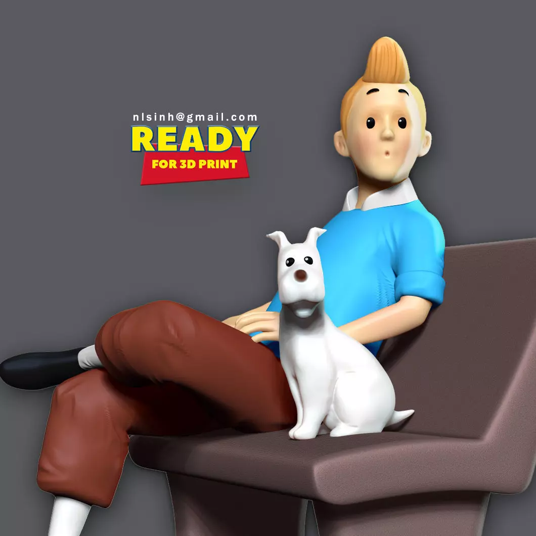 Tintin and snowy 3D print model