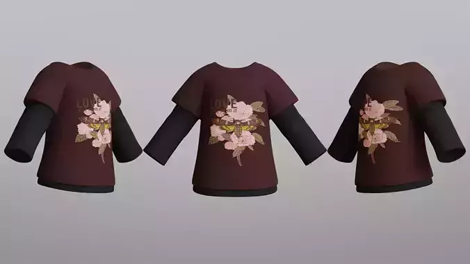 TShirt Brown Flower Boy Low-poly 3D model