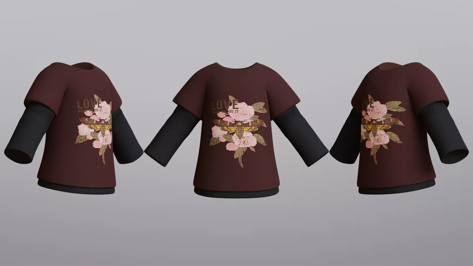 TShirt Brown Flower Boy Low-poly 3D model_0