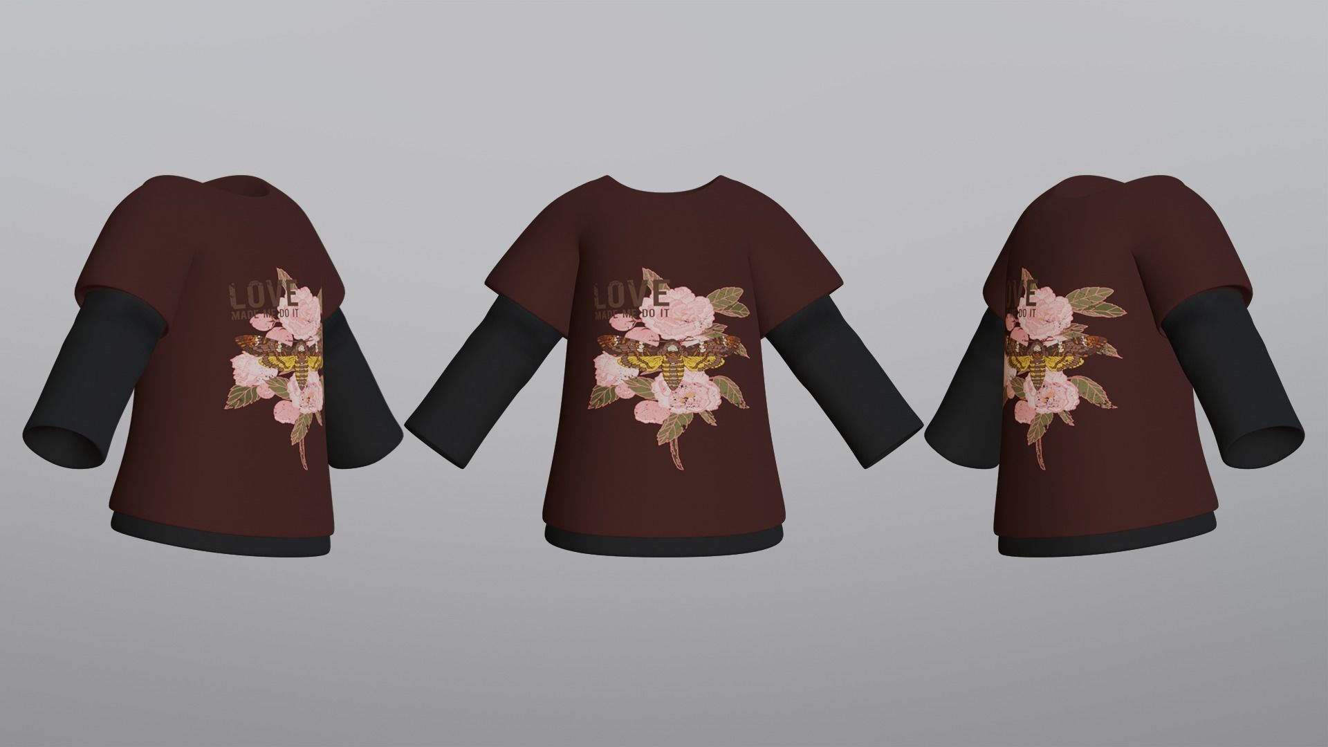 TShirt Brown Flower Boy Low-poly 3D model_3