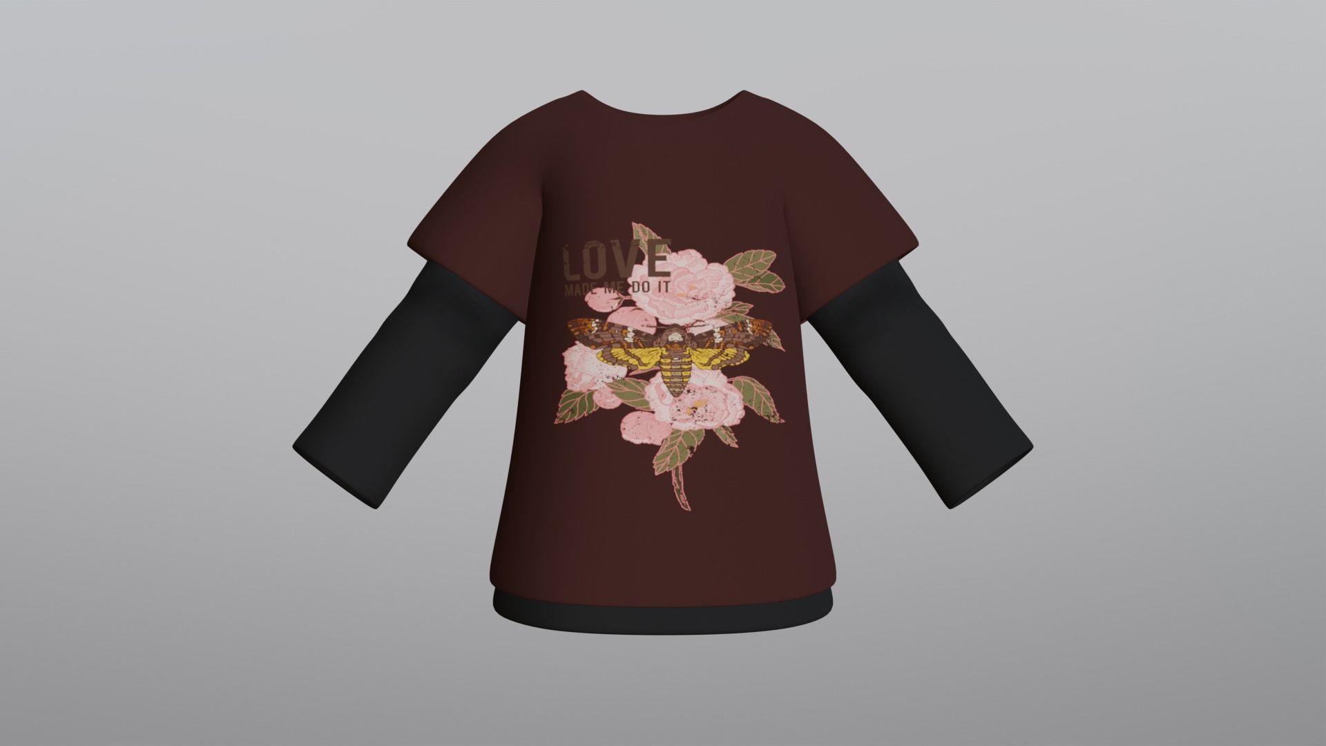 TShirt Brown Flower Boy Low-poly 3D model_8