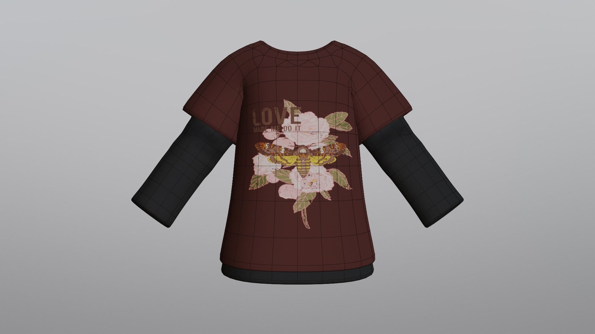 TShirt Brown Flower Boy Low-poly 3D model_20