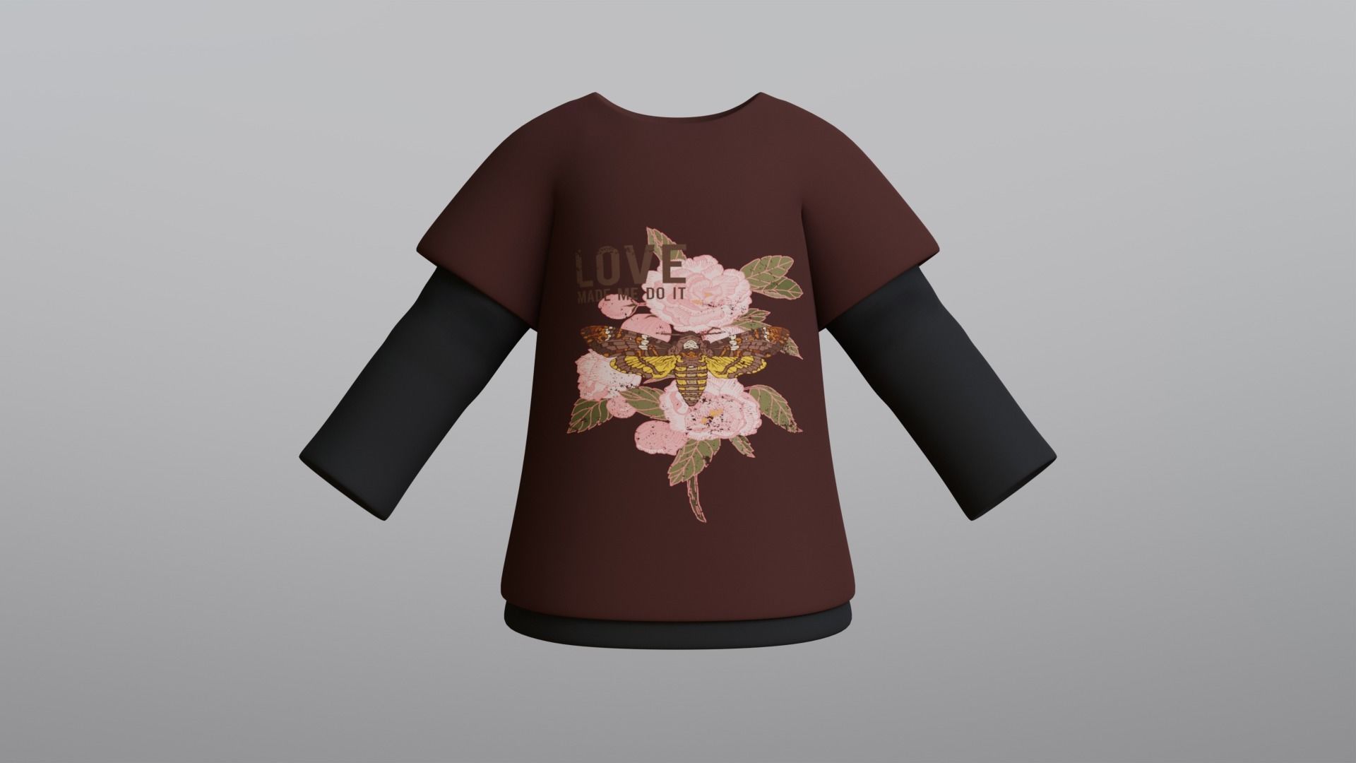 TShirt Brown Flower Boy Low-poly 3D model_4
