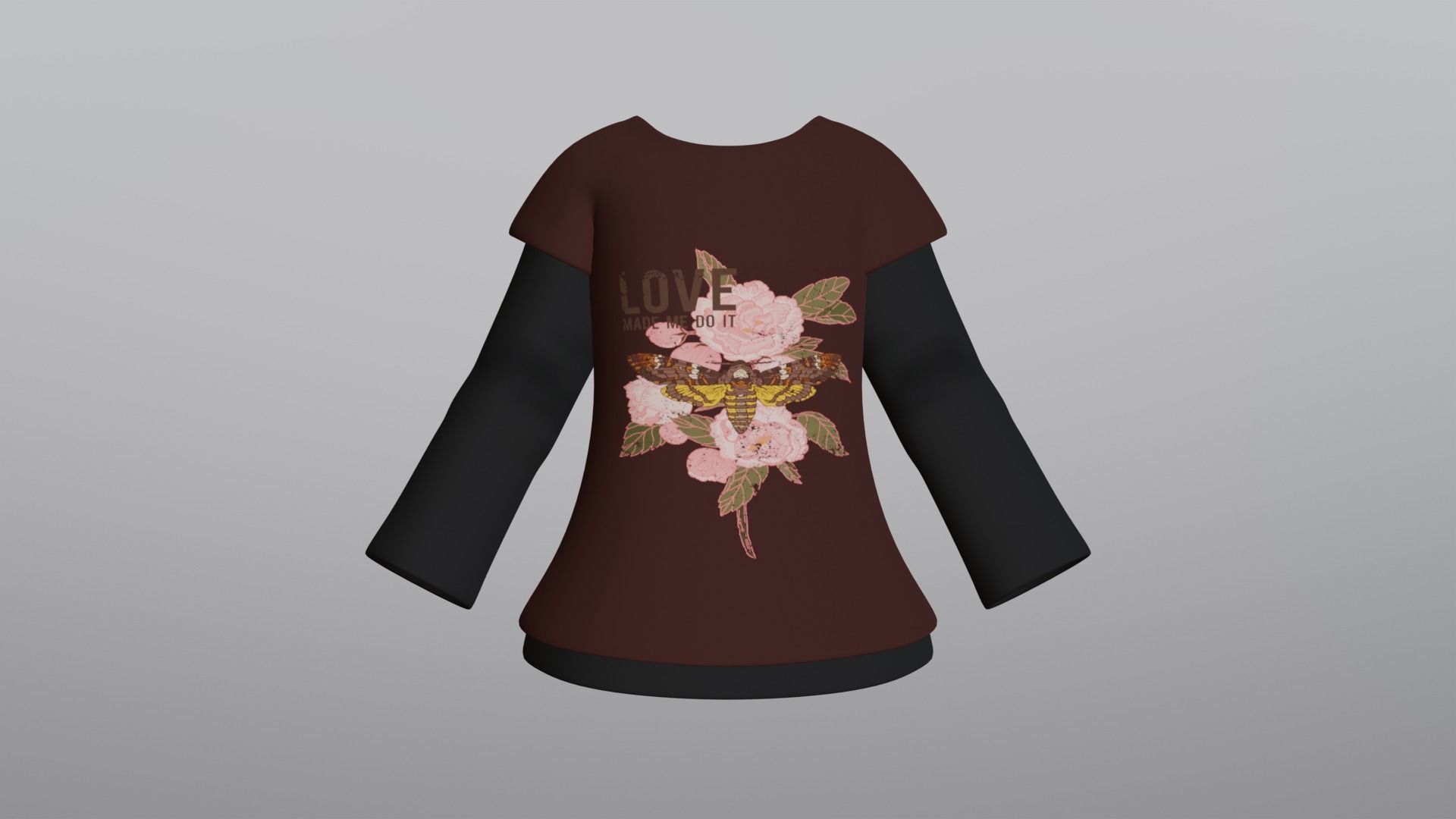 TShirt Brown Flower Girl Low-poly 3D model_8