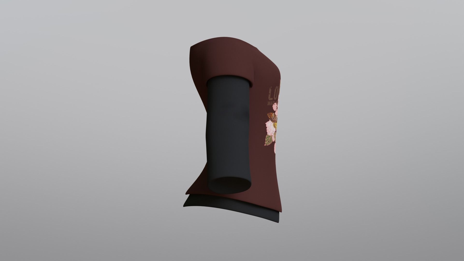 TShirt Brown Flower Girl Low-poly 3D model_5