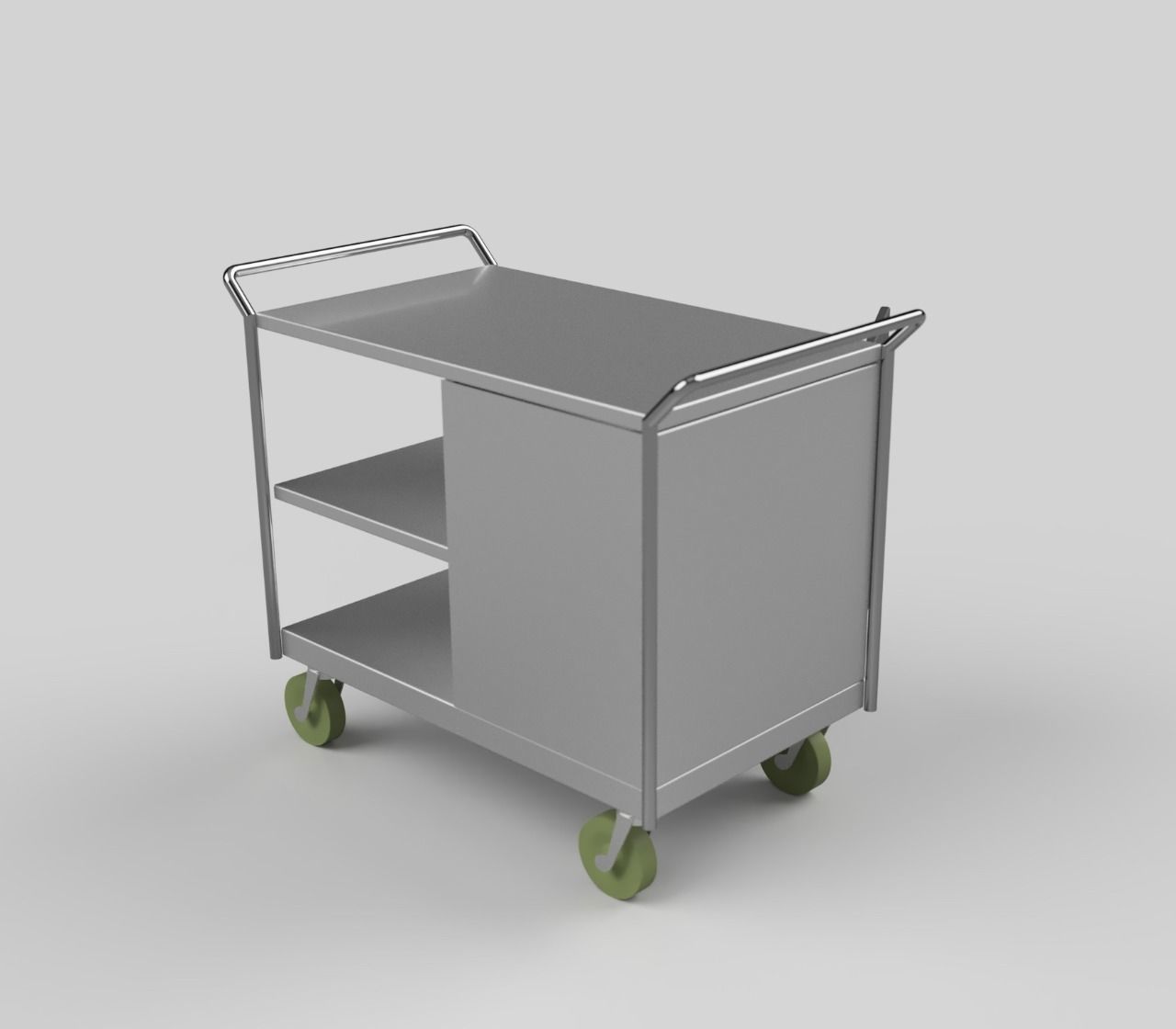 Trolly stainless steel trolley with two shelves 3D model_8